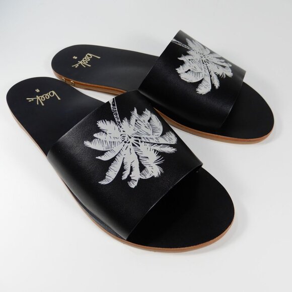 Beek Mockingbird Palm Flat Slide SANDALS Size 8 Black Leather NEW - Picture 7 of 14